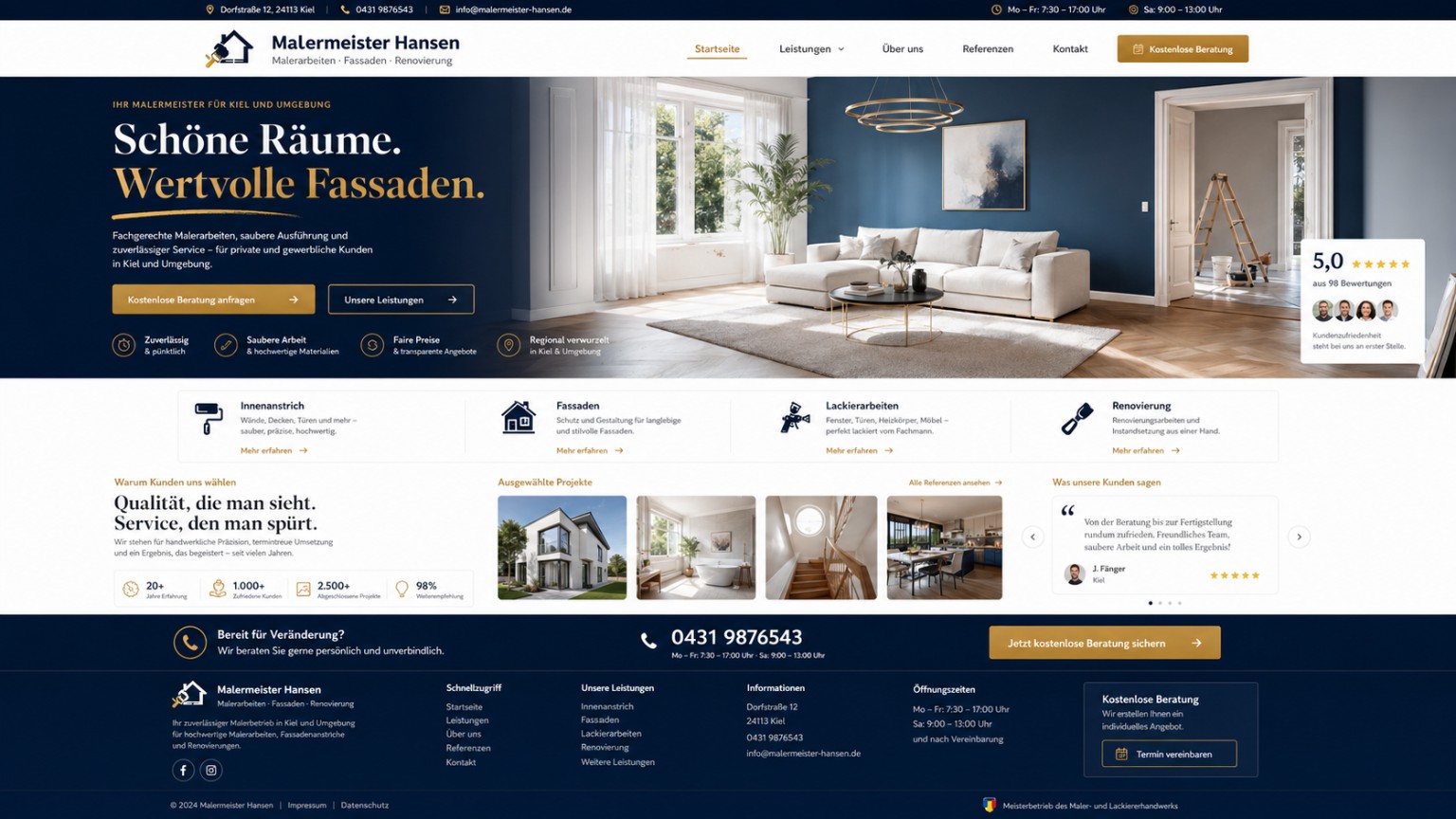 Beispiel einer modernisierten Maler-Website